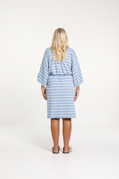 Short Robe - Cerulean Stripes