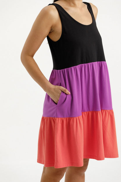 Mischa Dress - Black/Orchid/Berry