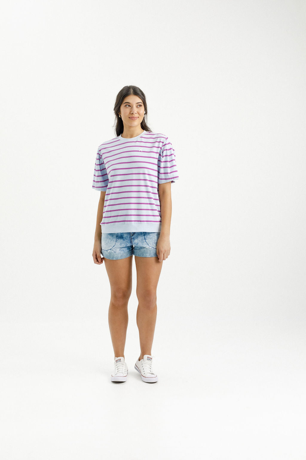 Wylder Tee - Orchid Stripe with Mini X