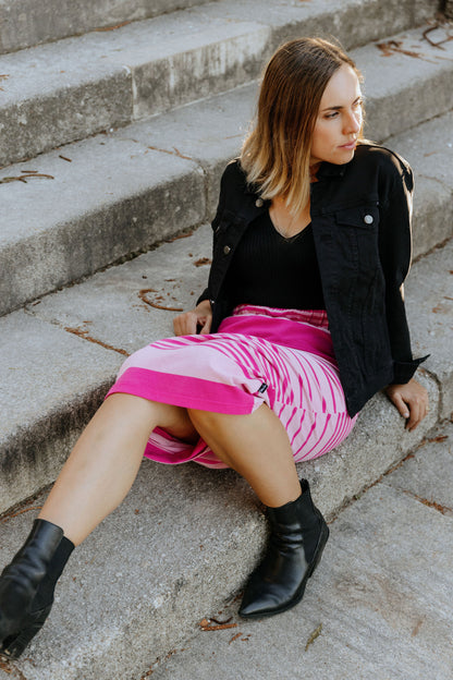 Violet Midi Skirt - Irregular Pink Stripe