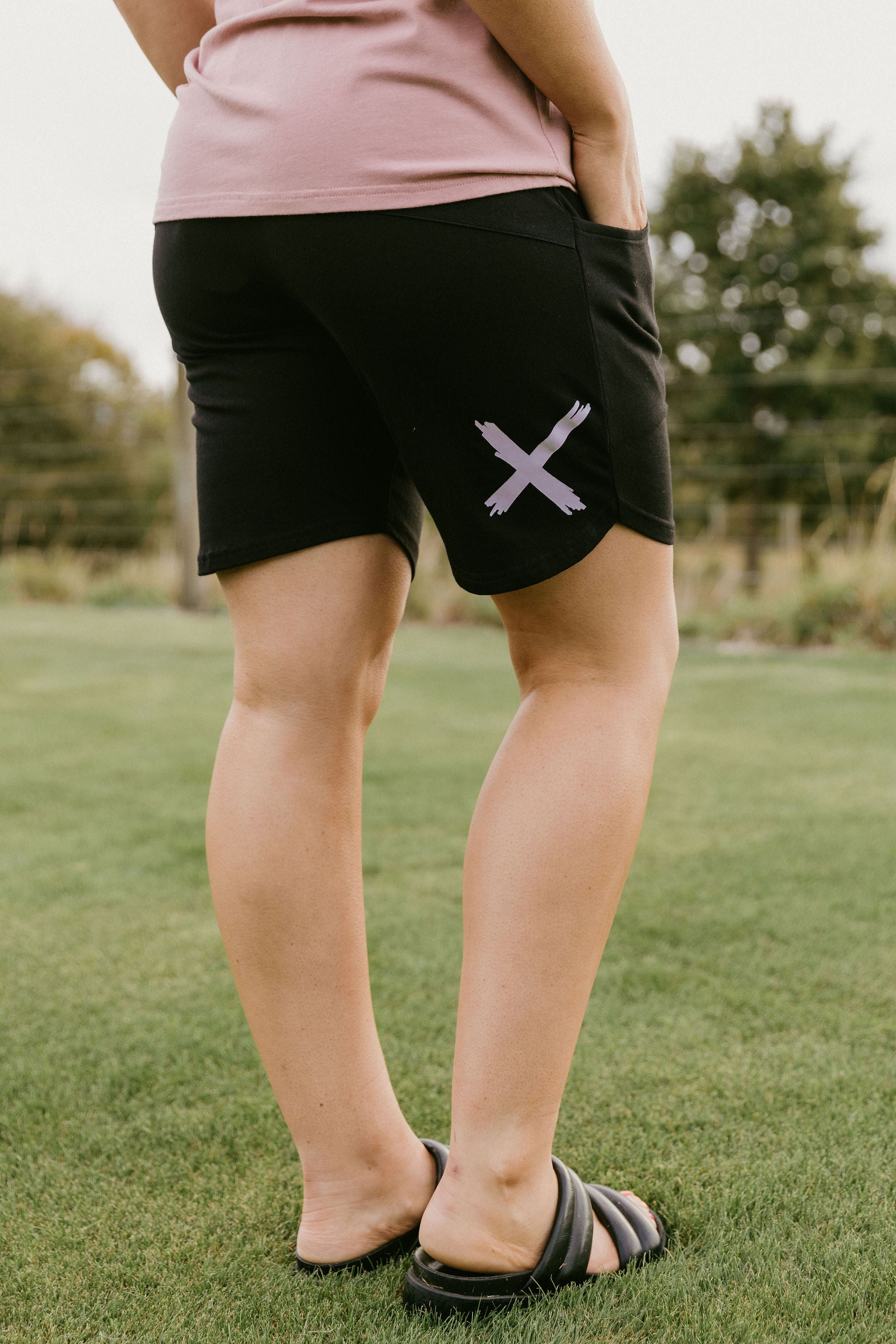 Apartment Shorts - Black with Lilac X