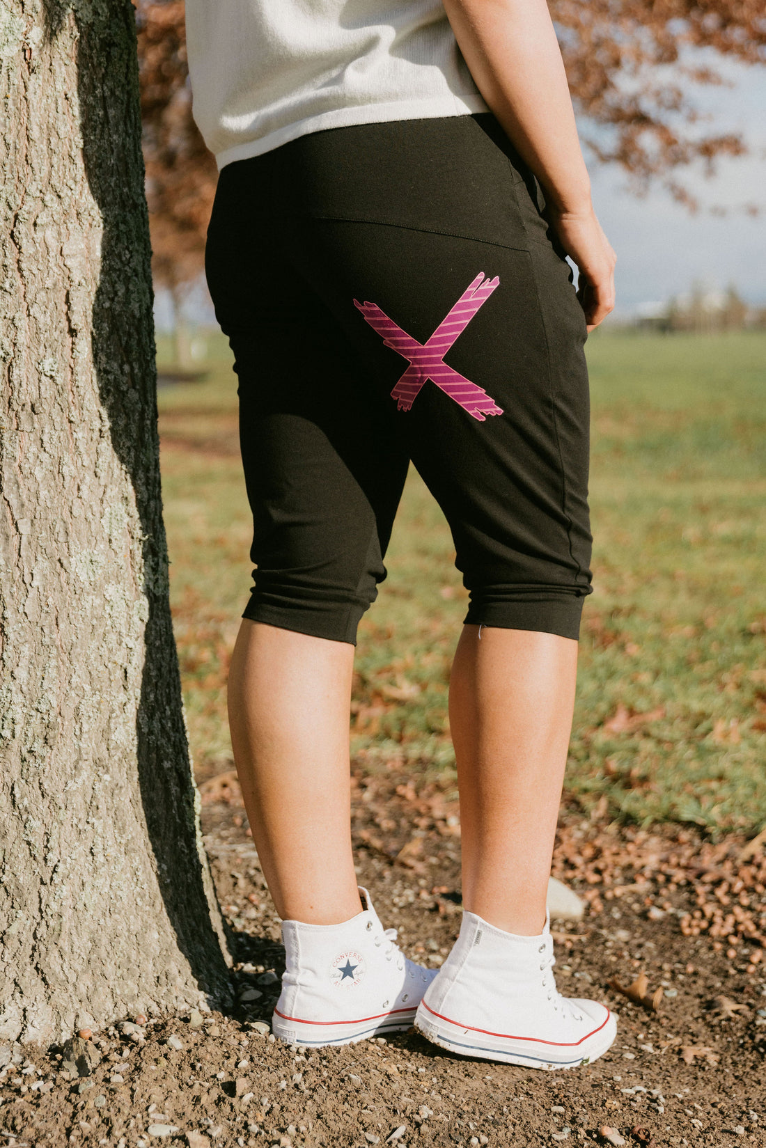 3/4 Apartment Pants - Black with Candy Stripe X