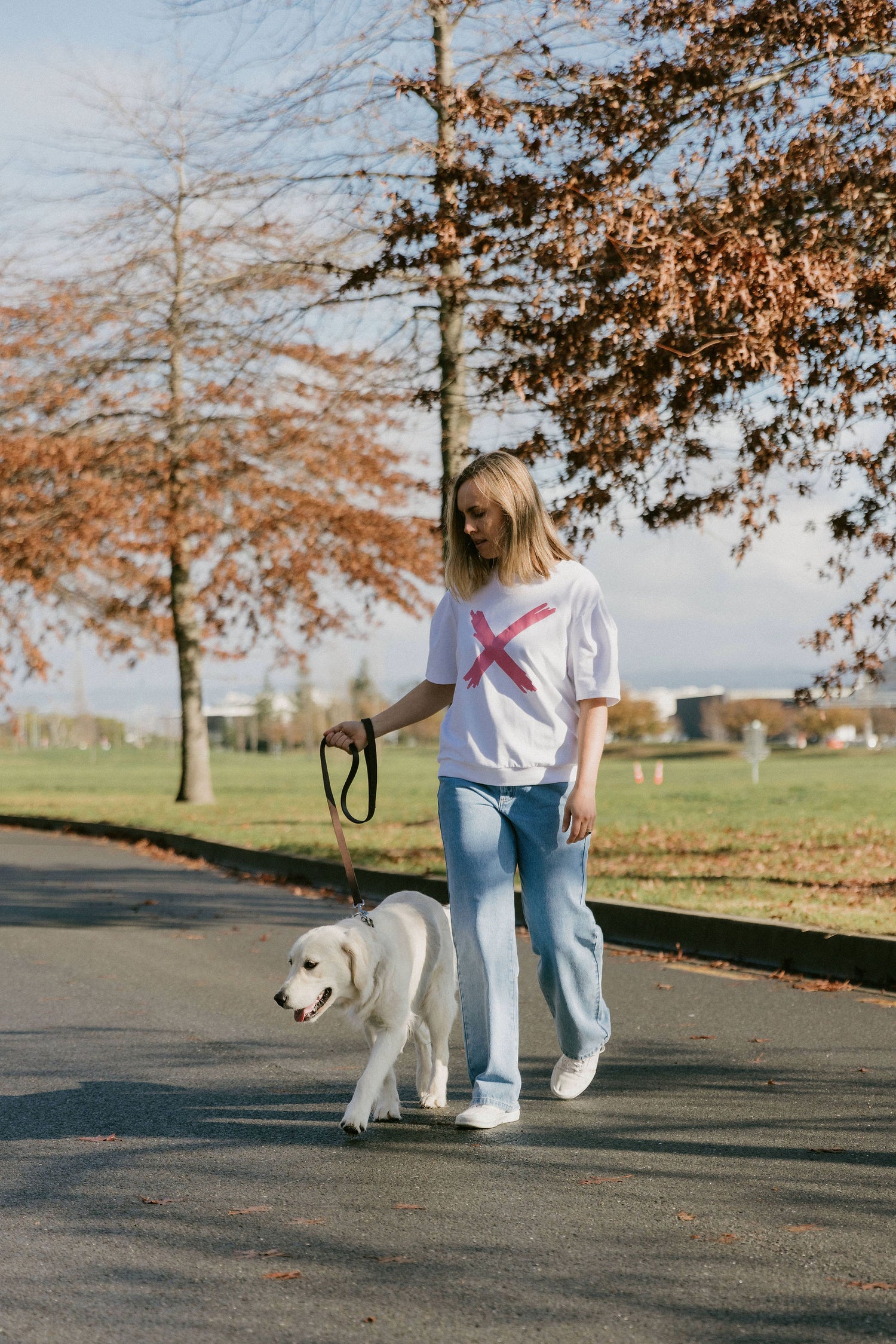 Wylder Tee - White with a Candy Pink X