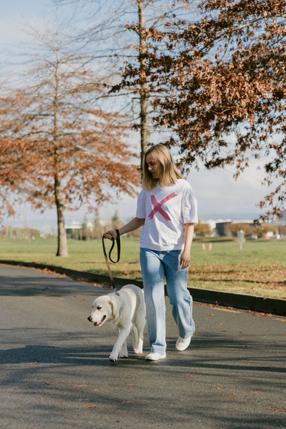 Wylder Tee - White with a Candy Pink X