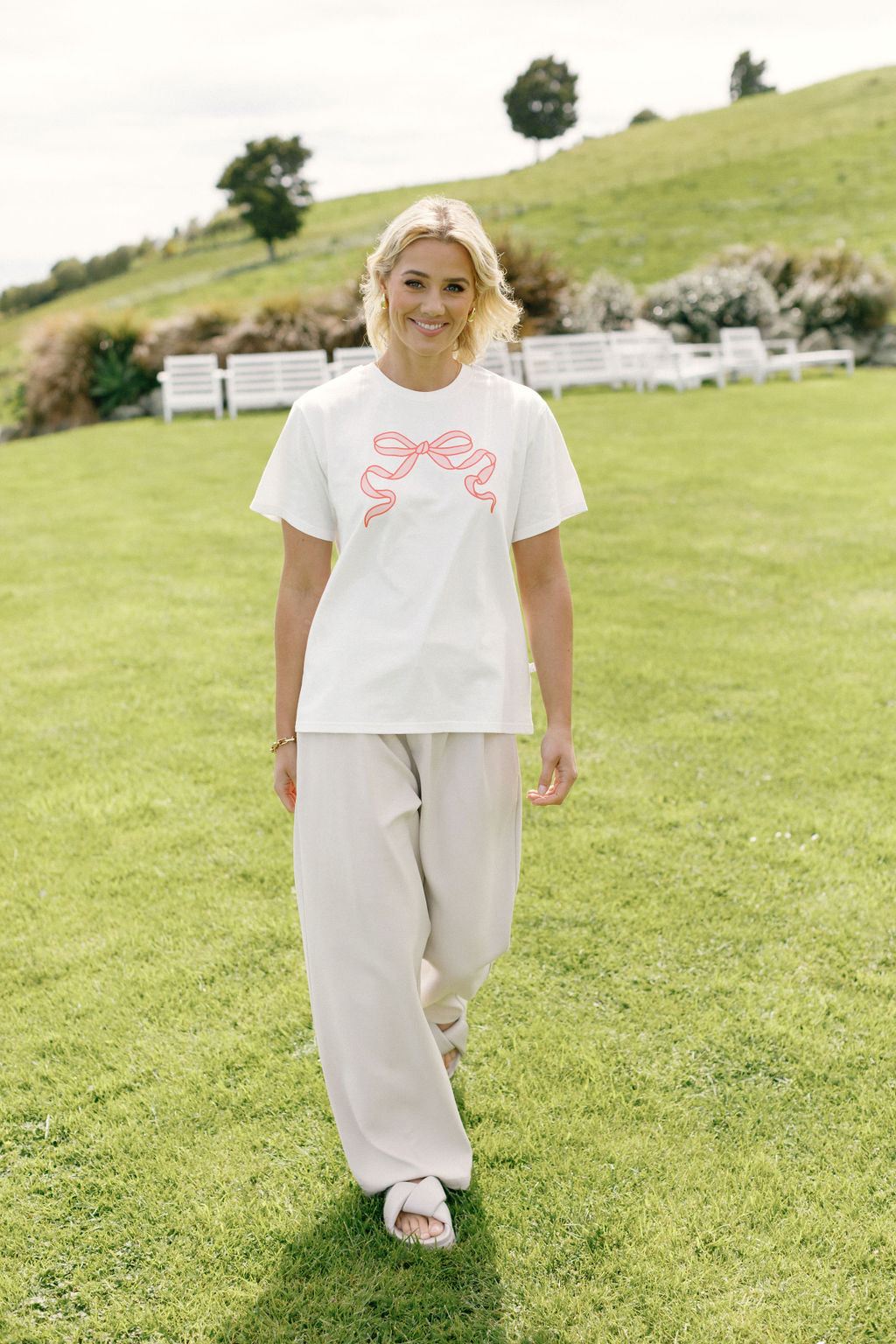 Chris Tee - White with Blossom Berry Bow