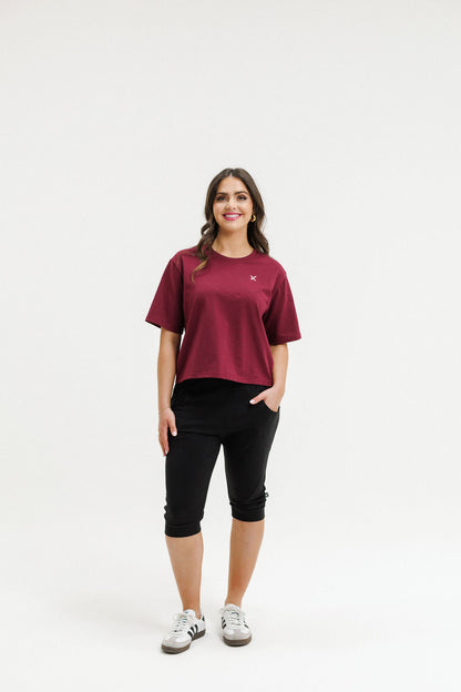 COMING SOON - 3/4 Apartment Pants - Black with Merlot/Blush X