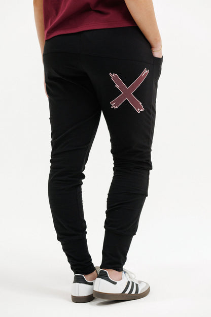 COMING SOON - Apartment Pants - Black with Merlot/Blush X