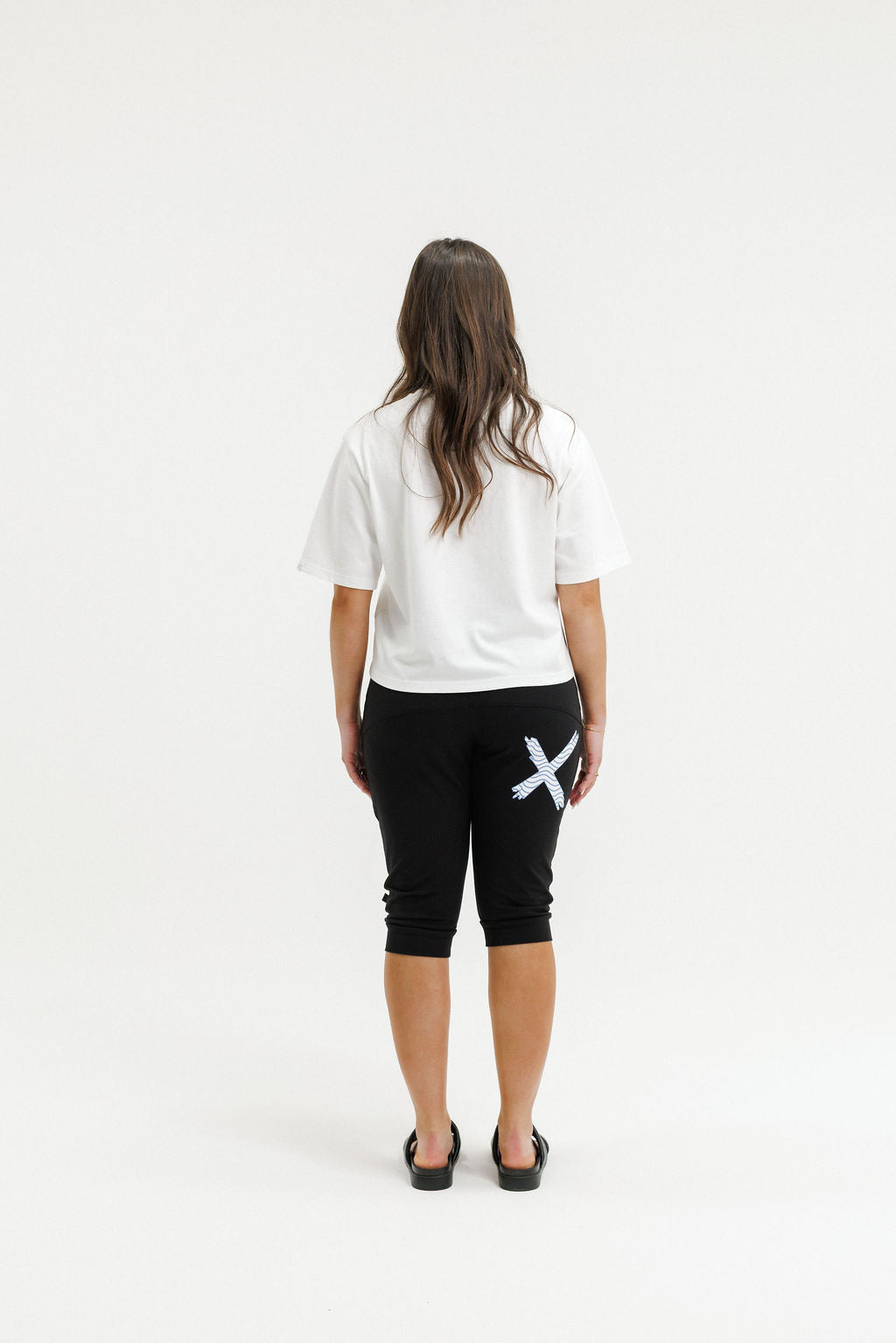 COMING SOON - 3/4 Apartment Pants - Black with Hydrangea Squiggle X