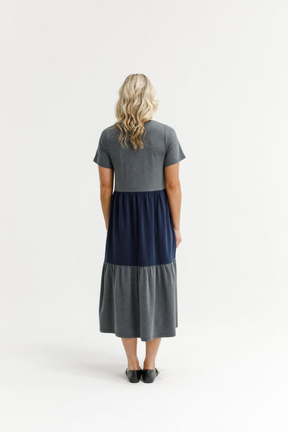 Kaitlin Dress - Charcoal and Navy
