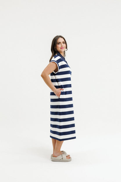 COMING SOON - Della Dress - Navy Stripes