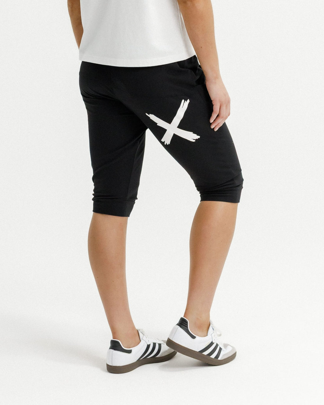 3/4 Apartment Pants - Black with white X print