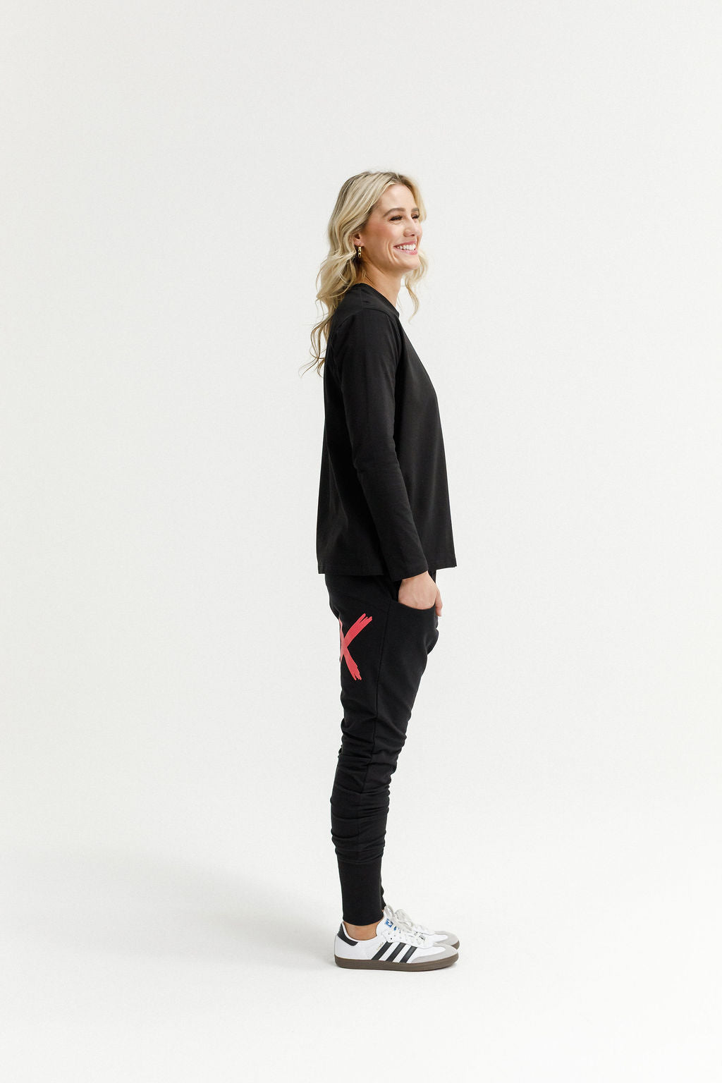 Apartment Pants - Alpine Weight - Black with Coral X