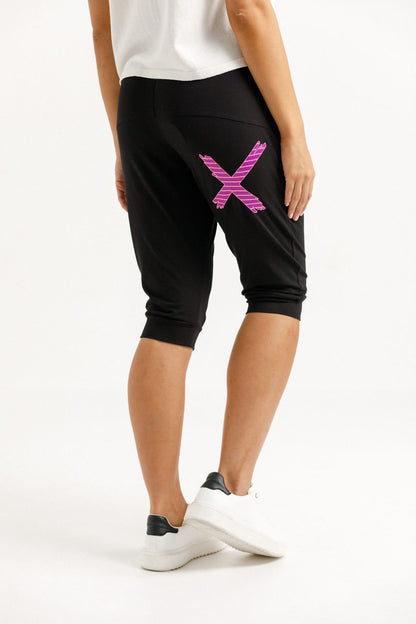 3/4 Apartment Pants - Black with Candy Stripe X