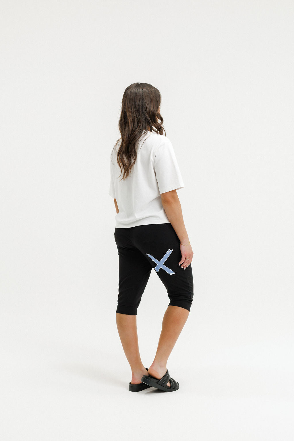 COMING SOON - 3/4 Apartment Pants - Black with Hydrangea/White X