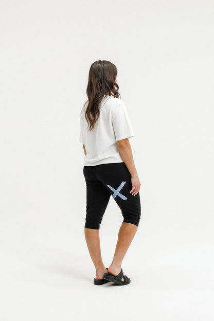 COMING SOON - 3/4 Apartment Pants - Black with Hydrangea/White X