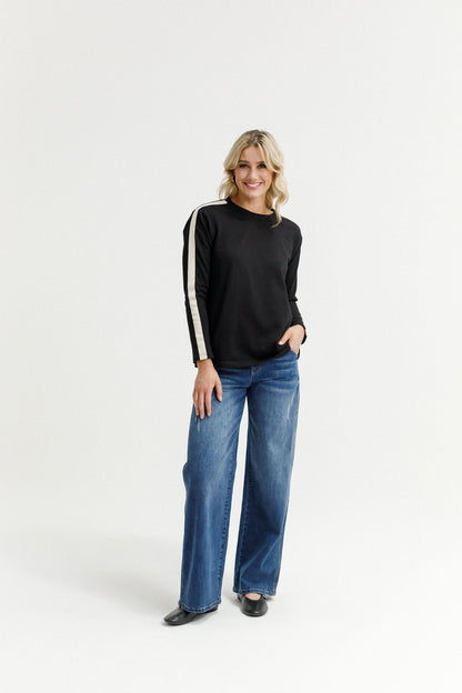 Long Sleeve Chris Tee - Black &amp; Sand