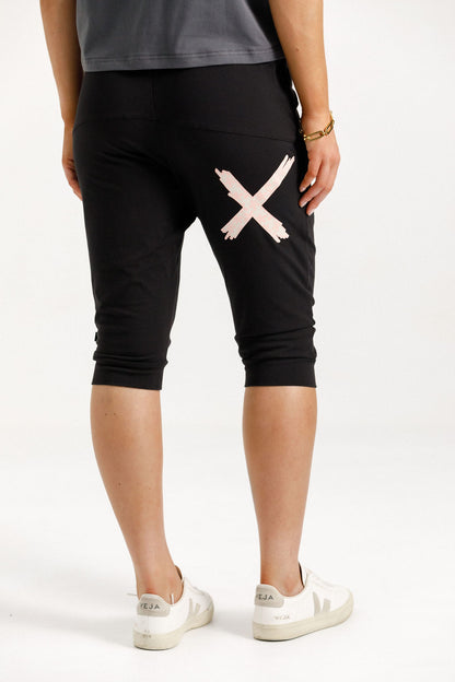 Coming Soon - 3/4 Apartment Pants - Black with Blossom Daisy X