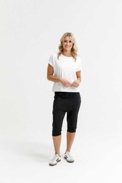 Coming Soon - 3/4 Apartment Pants - Black with Sapphire/Ivory X