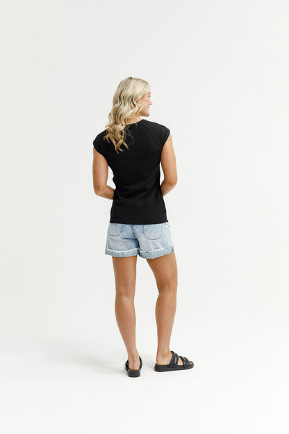 Coming Soon - Ribbed Raglan Tee - Black