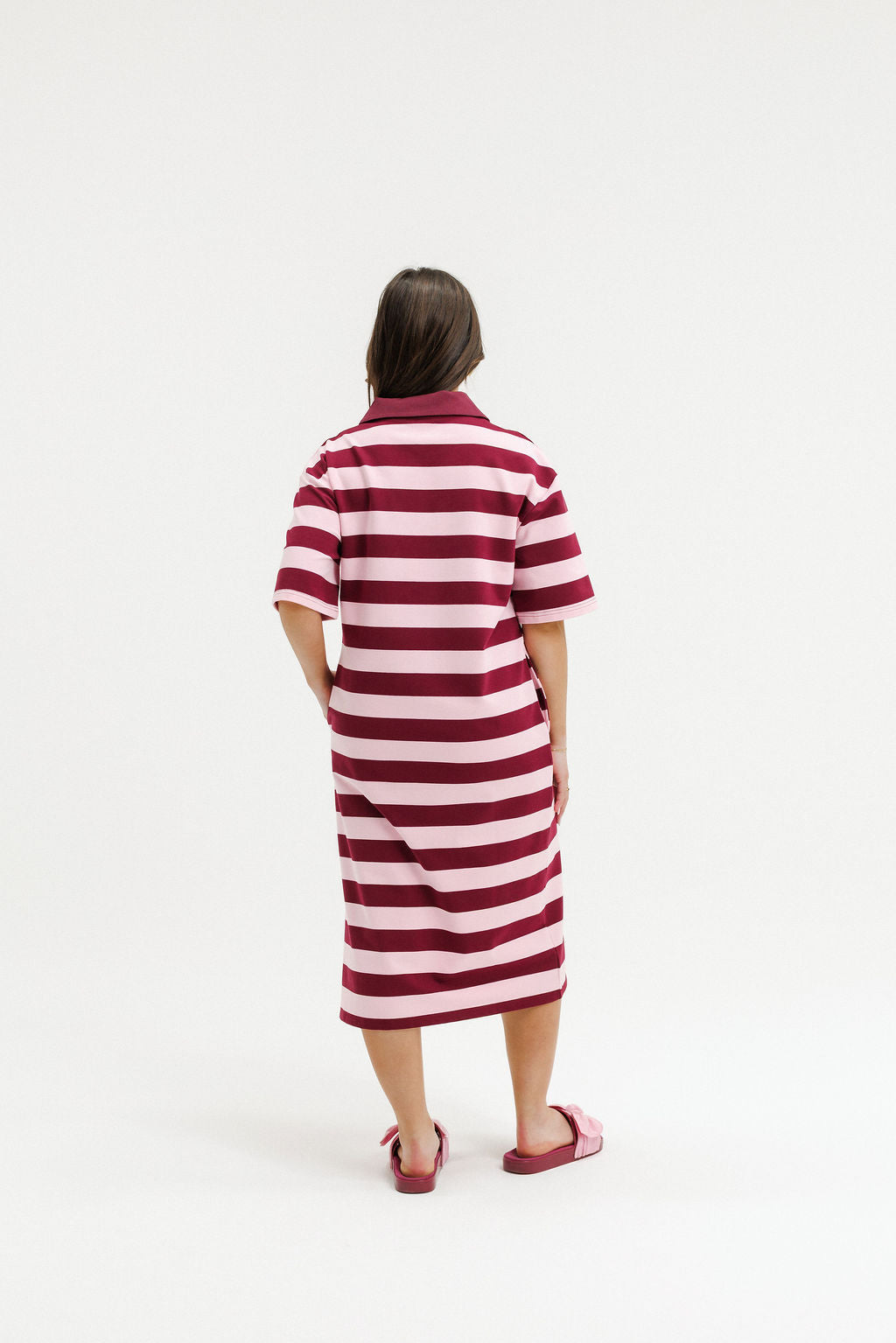 COMING SOON - Adela Dress - Merlot &amp; Blush Stripe
