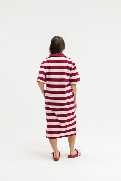 COMING SOON - Adela Dress - Merlot &amp; Blush Stripe