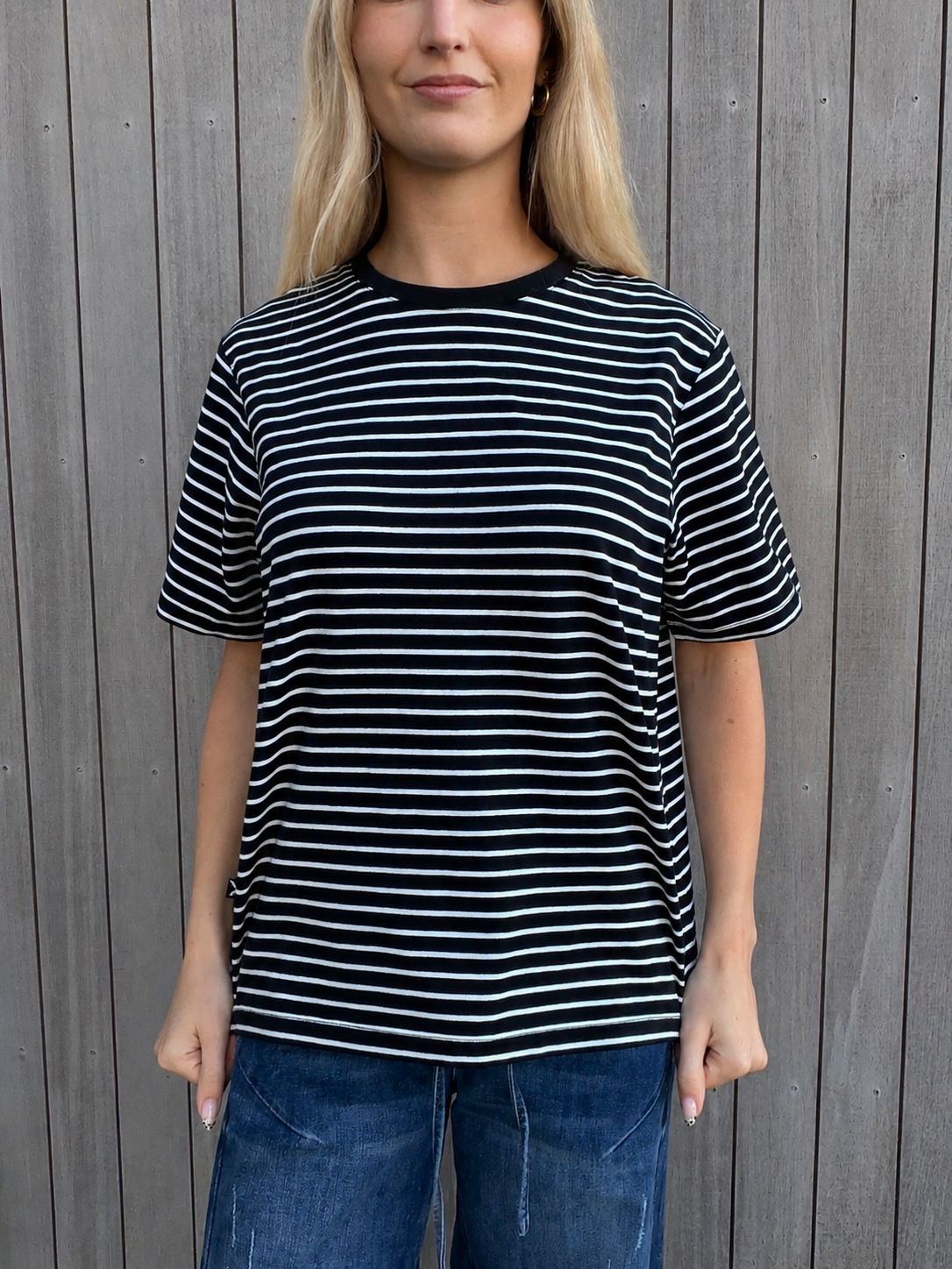 Lulu Tee - Black with White Stripes