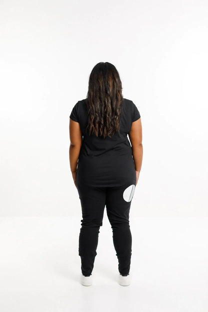 Apartment Pants - Black with White/Grey Cut Circle Dot