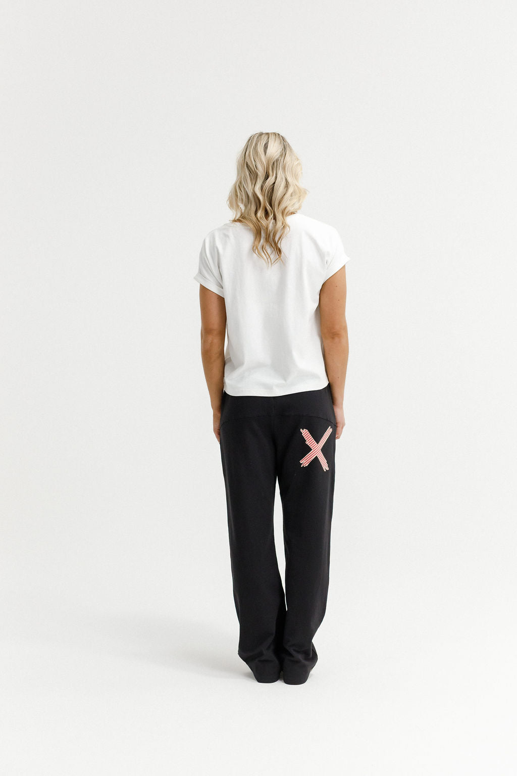 Avenue Pants - Winter Weight - Black with Coral Stripe X