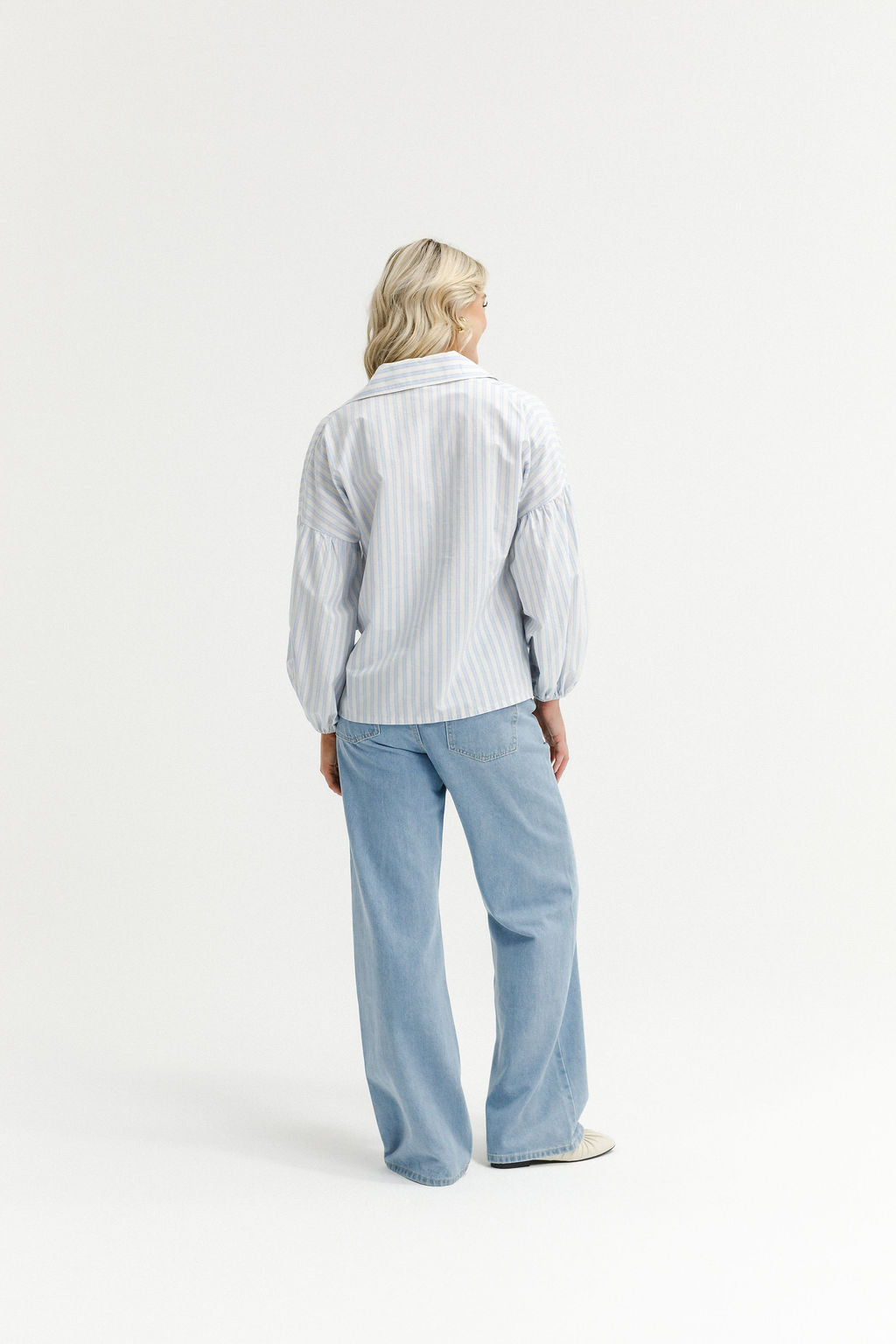 Coming Soon - Stevie Shirt - Powder Blue Stripes