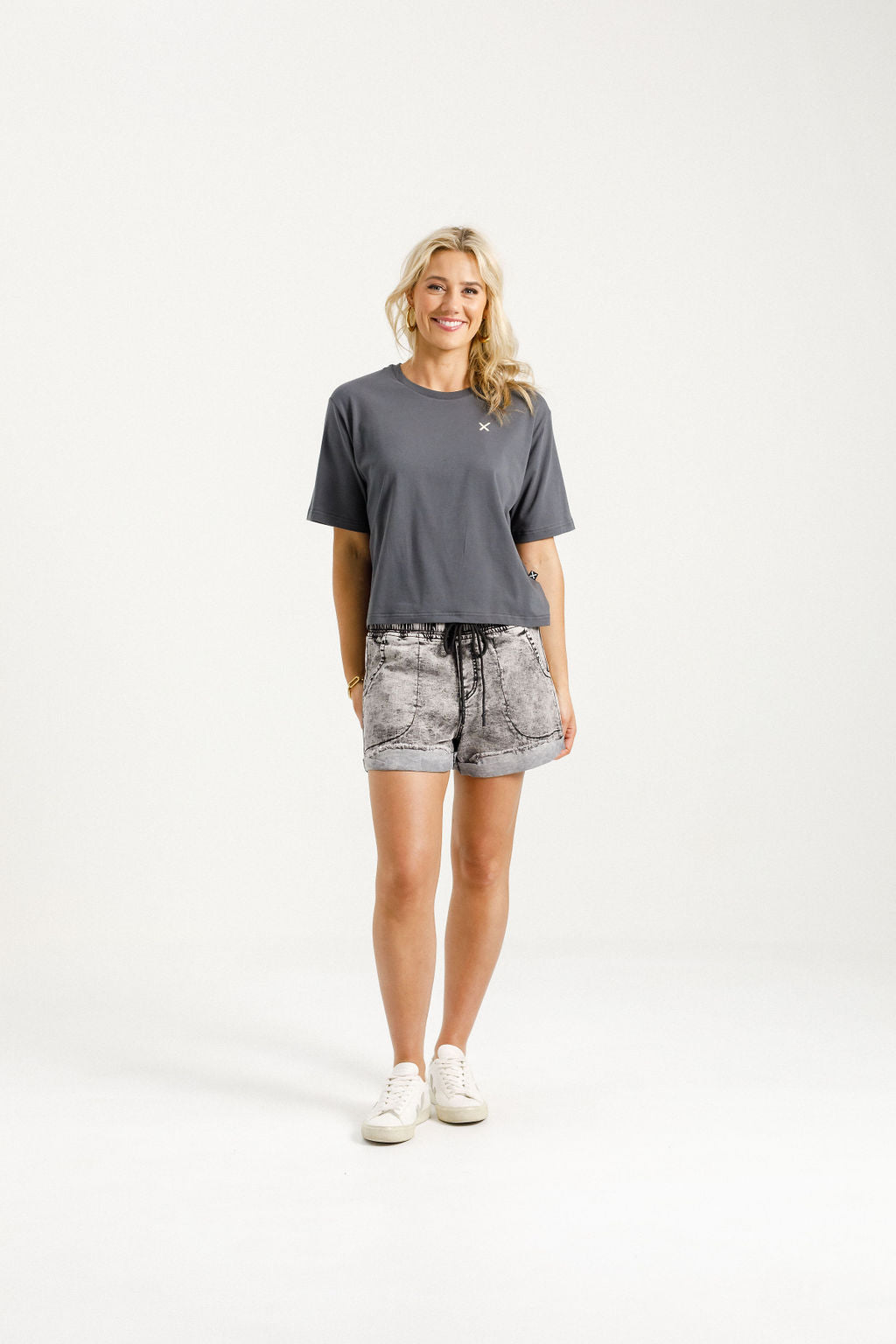 Coming Soon - Becky Tee - Graphite with Ivory X