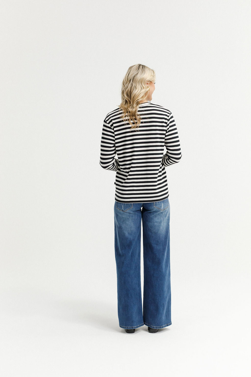 Long Sleeve Chris Tee - Black and White Stripes