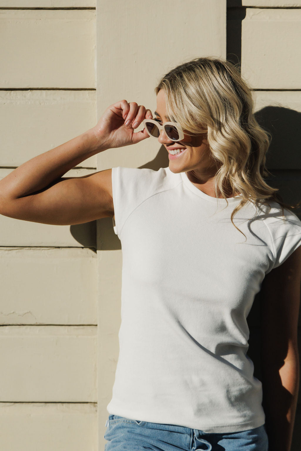 Ribbed Raglan Tee - Vanilla