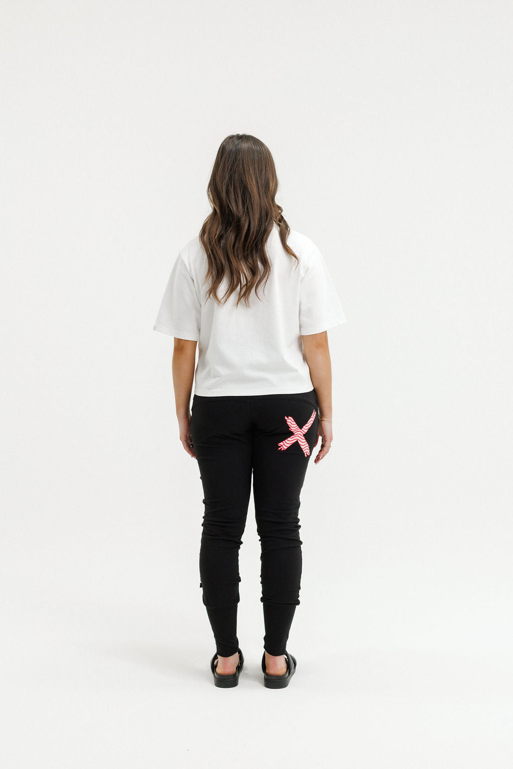 COMING SOON - Apartment Pants - Black with Cherry/Blush Squiggle X
