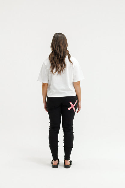 COMING SOON - Apartment Pants - Black with Cherry/Blush Squiggle X
