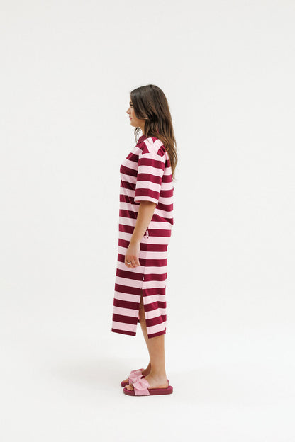COMING SOON - Adela Dress - Merlot &amp; Blush Stripe