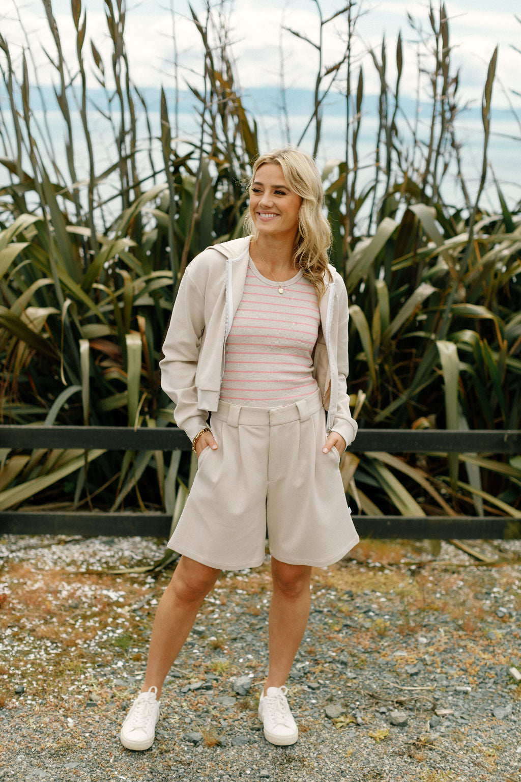 Coming Soon - Bobby Singlet - Ivory Bloom Stripes