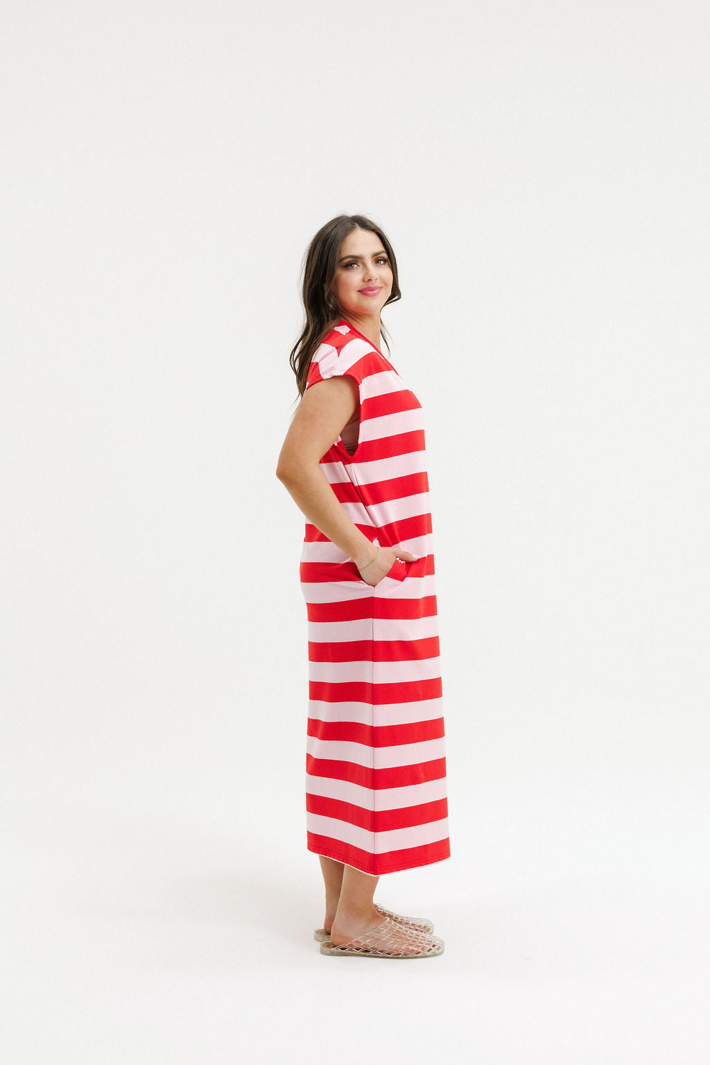 COMING SOON - Ada Dress - Cherry &amp; Blush Stripes
