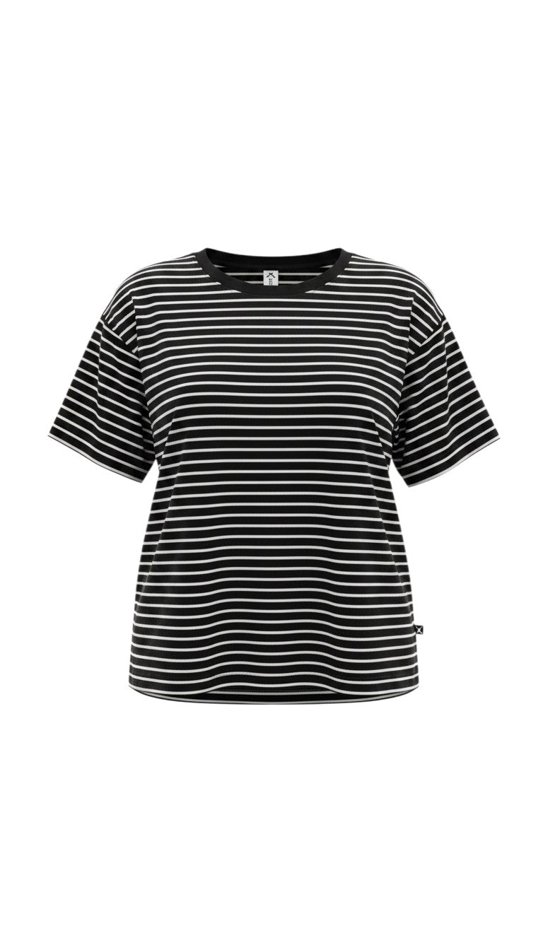 Lulu Tee - Black with White Stripes