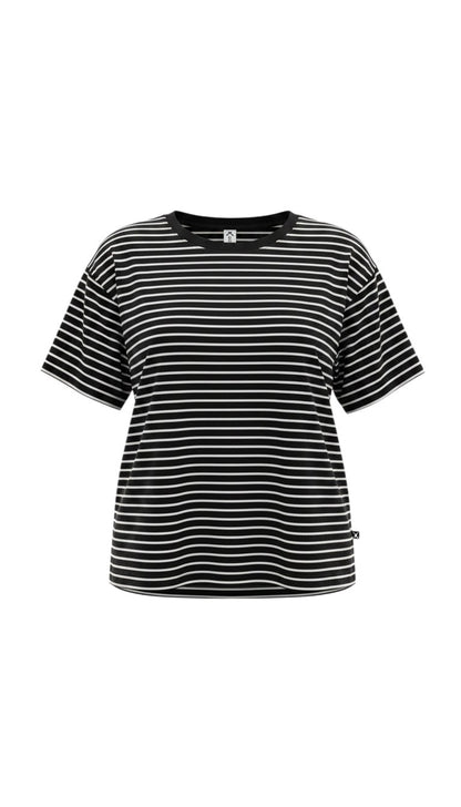 Lulu Tee - Black with White Stripes
