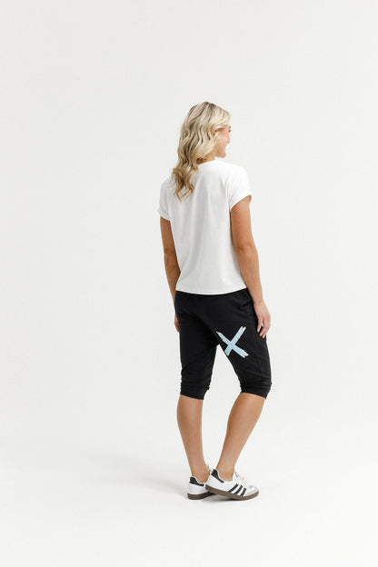 Coming Soon - 3/4 Apartment Pants - Black with Sapphire/Ivory X