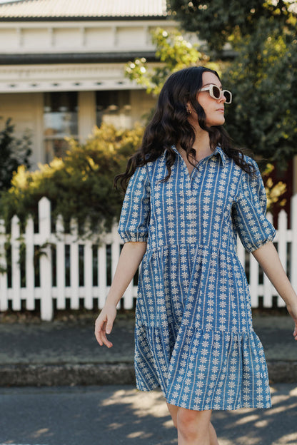 Coming Soon - Khloe Mini Dress - Blue Daisy