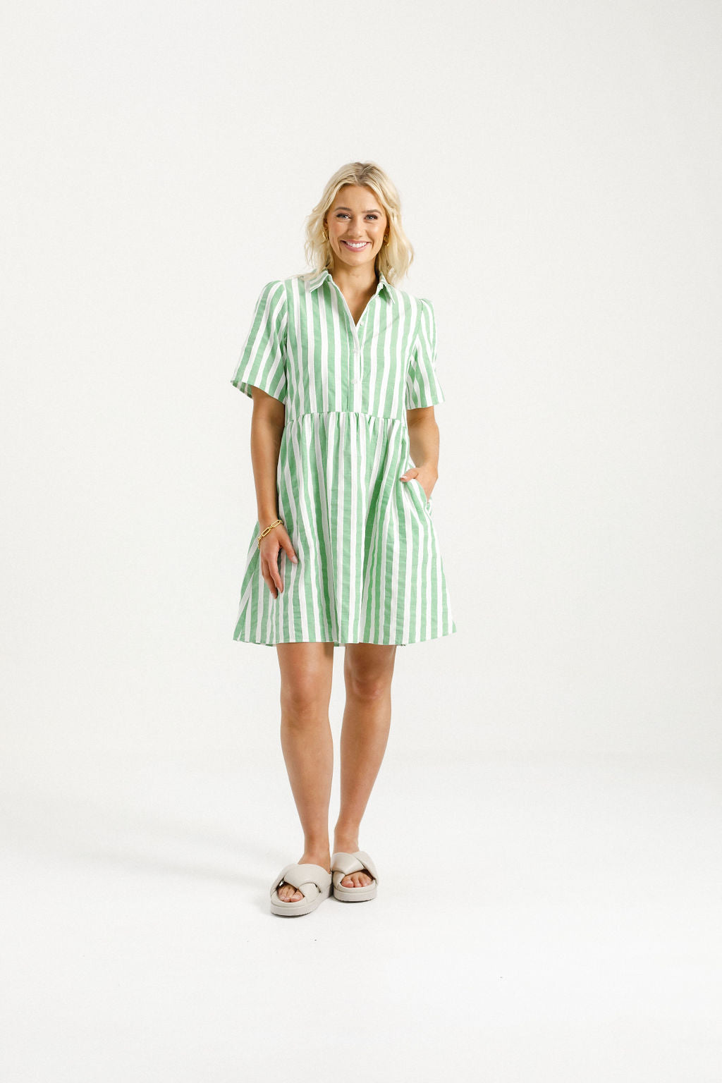 Cleo Mini Dress - Apple Stripes