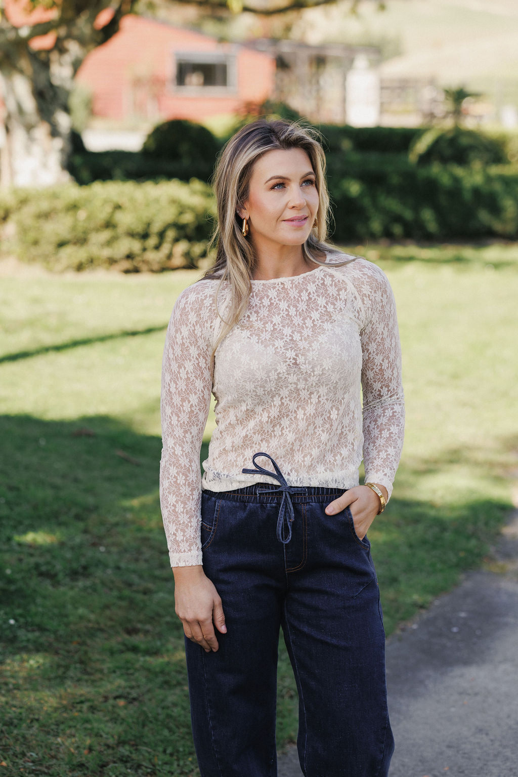 Knox Lace Long Sleeve - Cream Meadow
