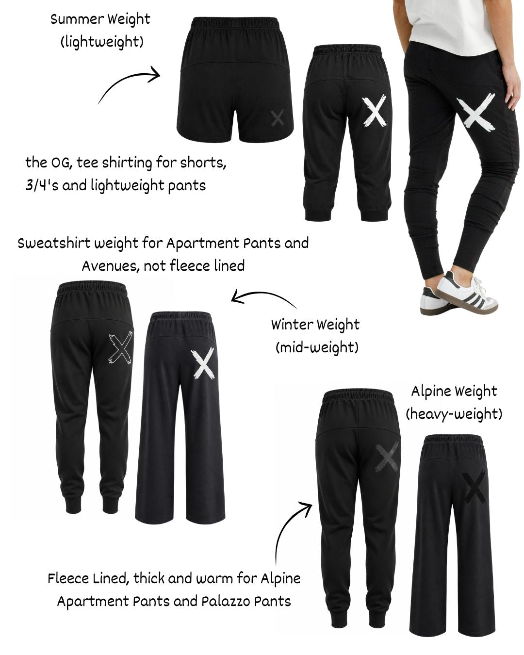 Palazzo Pants - Alpine Weight - Black with Black Velvet Ribbon