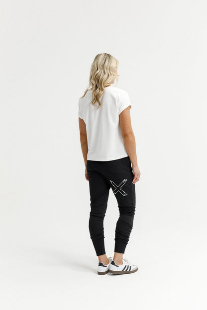 Apartment Pants - Winter Weight - Black with white X outline