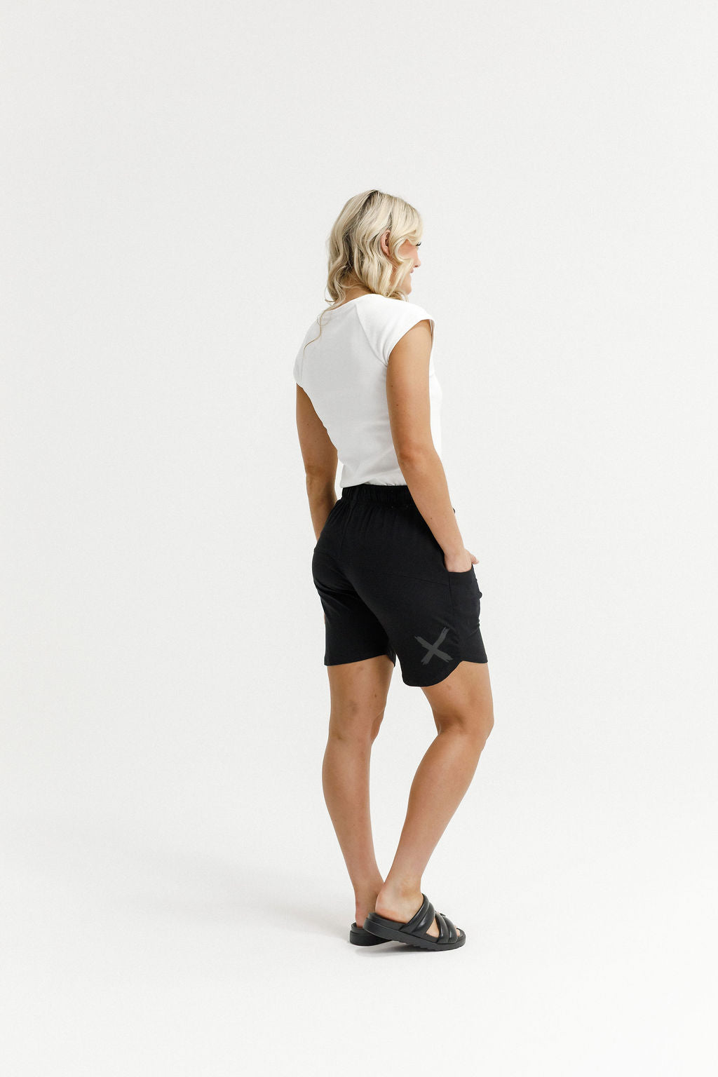 Apartment Shorts - Black with Large Black Matte X Print