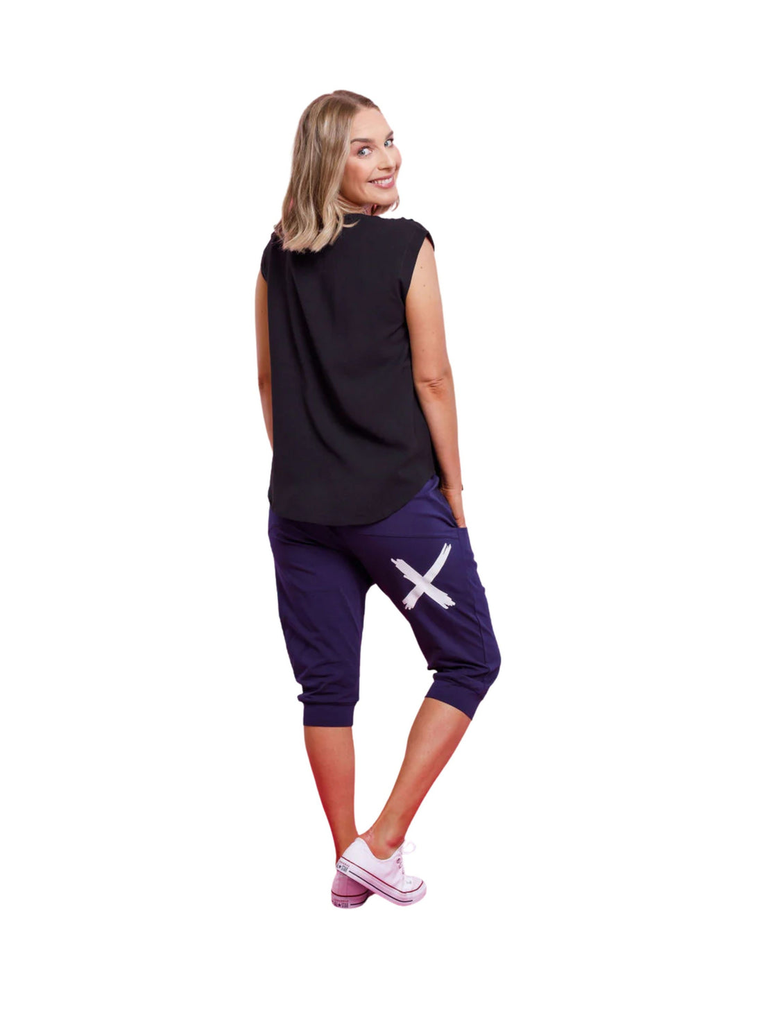 3/4 Apartment Pants - Evening Blue with White X