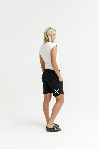 Apartment Shorts - Black with White X Print