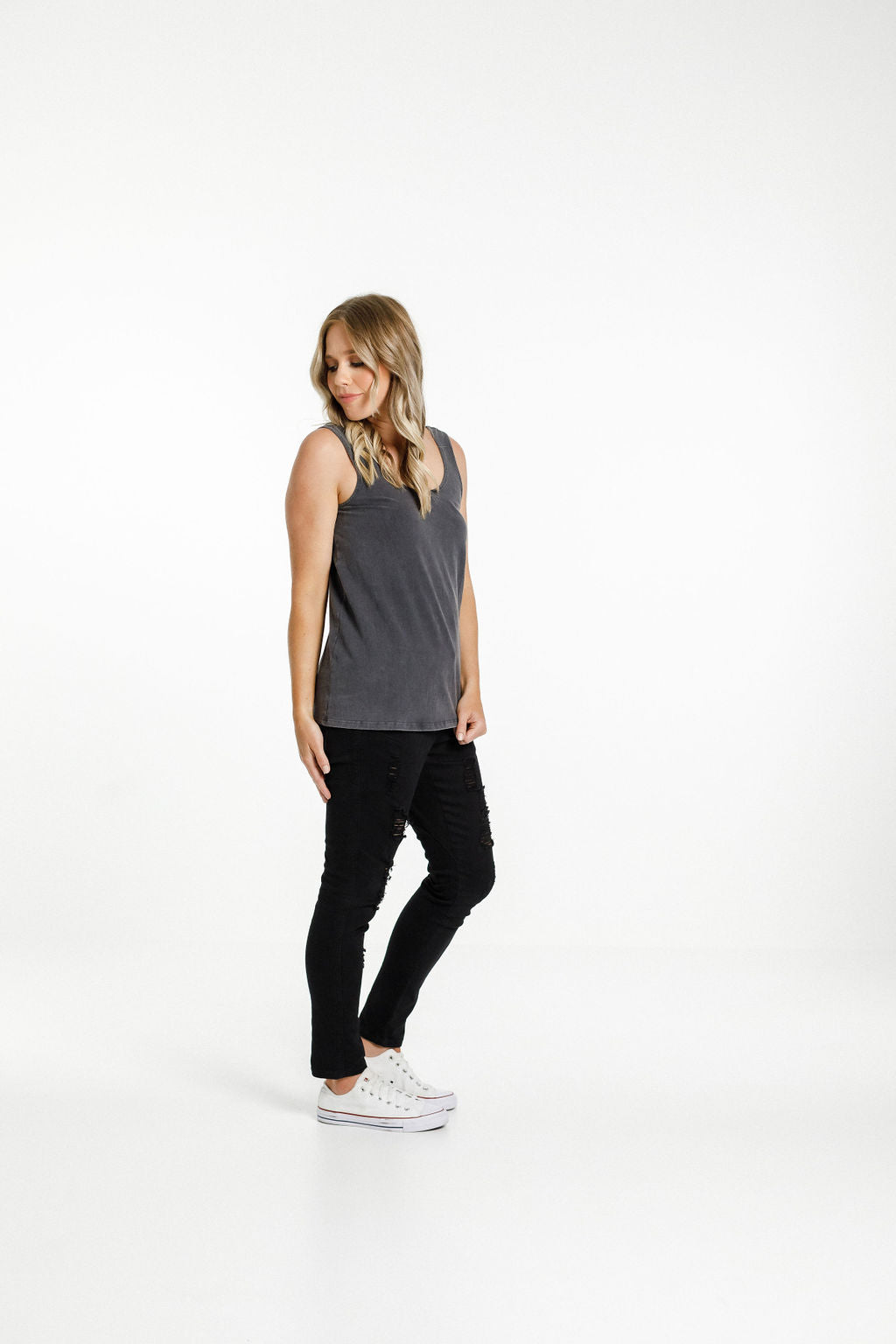 Heather Singlet - Sale - Stonewash