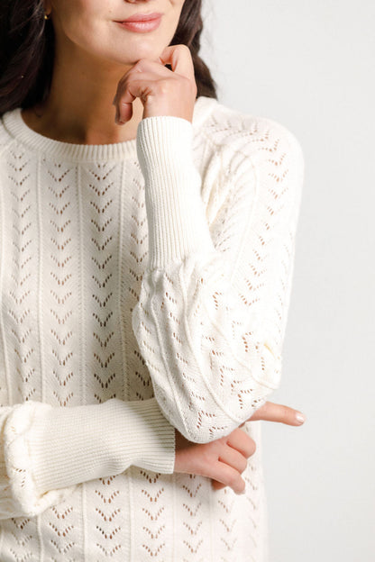 Knitted Grace Crew - Sale - Lace Cream